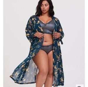Torrid Outlander Dark Teal Floral Chiffon Robe
